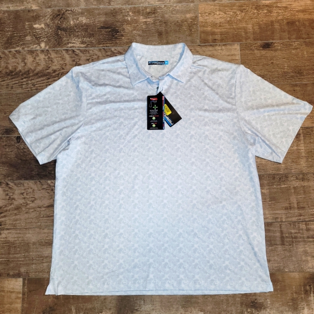 Roundtree & Yorke Performance Polo Shirt Moisture Wicking Mens XL Flex NWT Palm